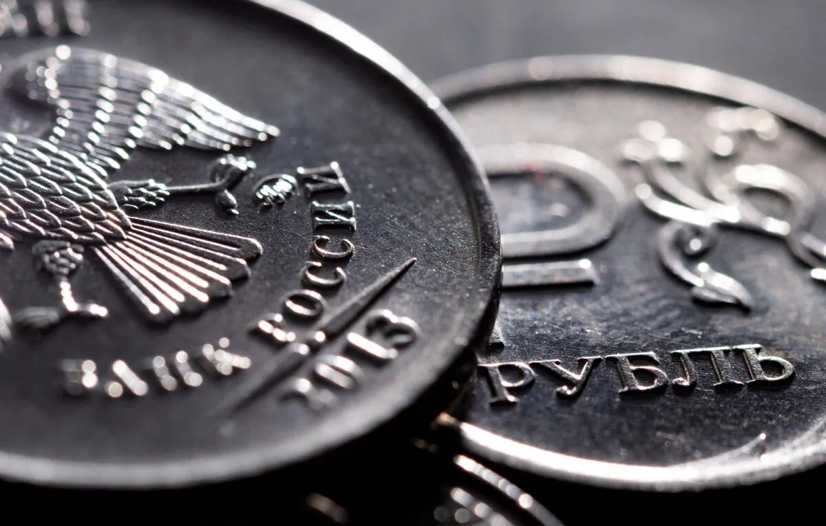 Russian rouble coins are seen in this illustration taken, on Feb. 24, 2022. (Dado Ruvic/Illustration/Reuters)