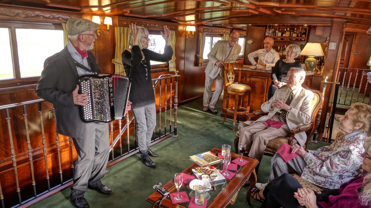 A group of musicians entertain aboard a French Country Waterways ship. (Courtesy of French Country Waterways)