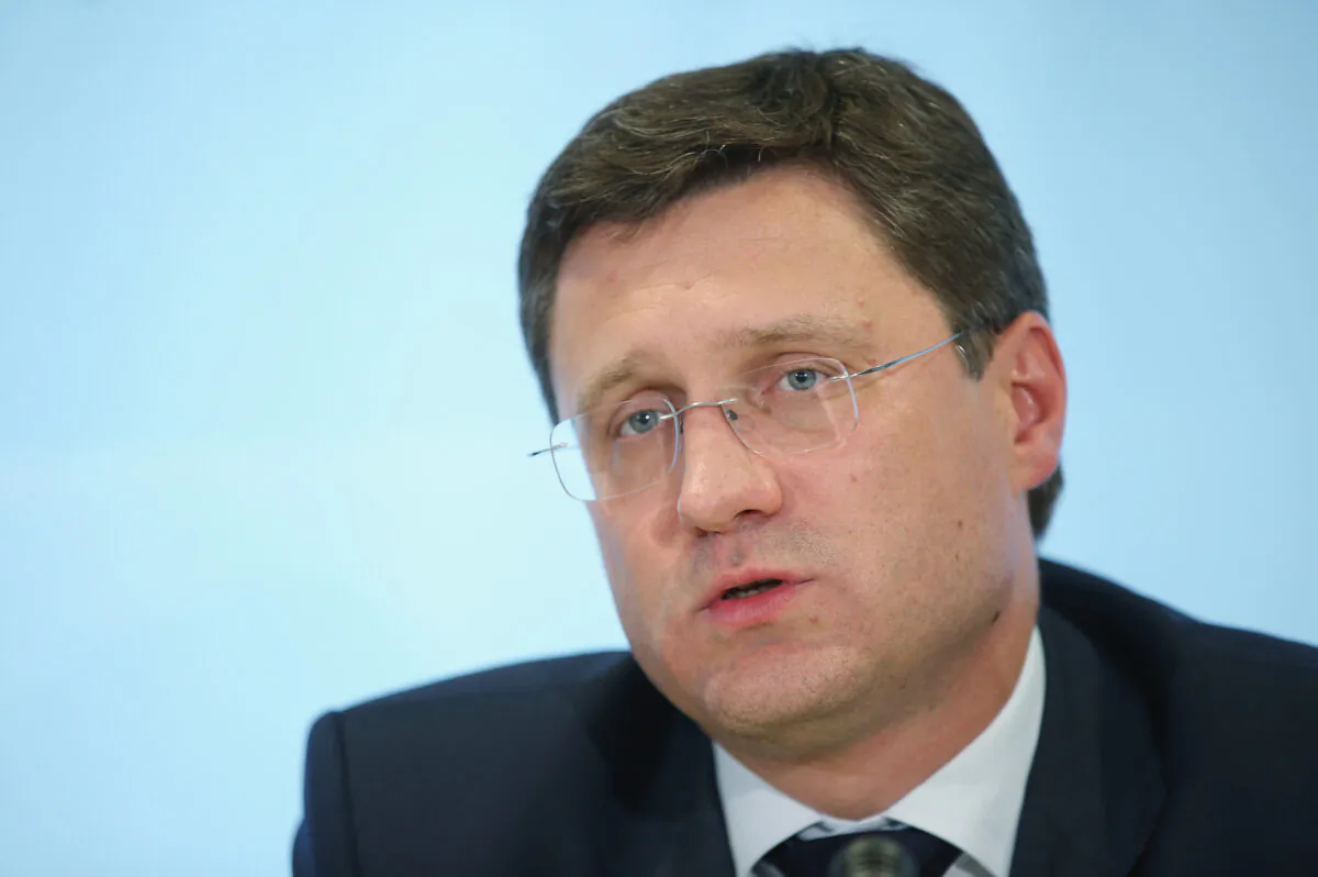Russian Energy Minister Alexander Novak speaks at a press conference following talks with Ukrainian Energy Minister Yuriy Prodan and European Union Energy Commissioner Guenther Oettinger over the future of Russian natural gas deliveries to Ukraine in Berlin, Germany, on Sept. 26, 2014. (Sean Gallup/Getty Images)