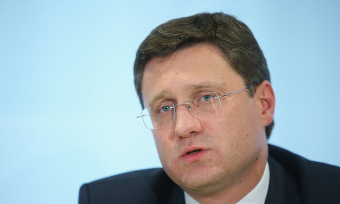 Russian Energy Minister Alexander Novak speaks at a press conference following talks with Ukrainian Energy Minister Yuriy Prodan and European Union Energy Commissioner Guenther Oettinger over the future of Russian natural gas deliveries to Ukraine in Berlin, Germany, on Sept. 26, 2014. (Sean Gallup/Getty Images)