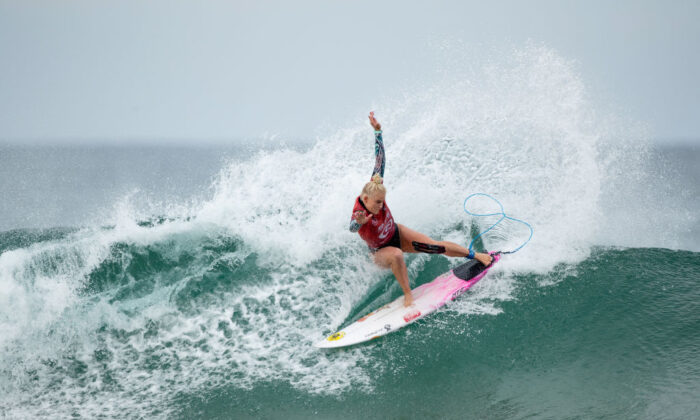 Tatiana Weston-Webb of Brazil competes in the final of the Rip Curl Narrabeen Classic against Caroline Marks of the United States at Narrabeen Beach in Sydney, Australia on April 20, 2021. (Photo by Cameron Spencer/Getty Images)