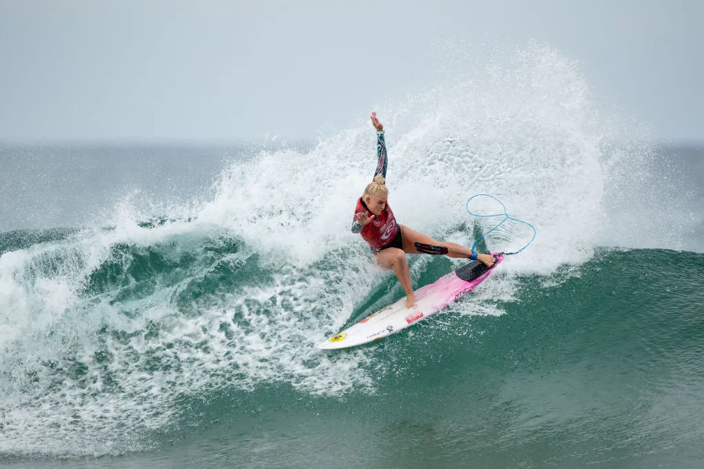 Tatiana Weston-Webb of Brazil competes in the final of the Rip Curl Narrabeen Classic against Caroline Marks of the United States at Narrabeen Beach in Sydney, Australia on April 20, 2021. (Photo by Cameron Spencer/Getty Images)