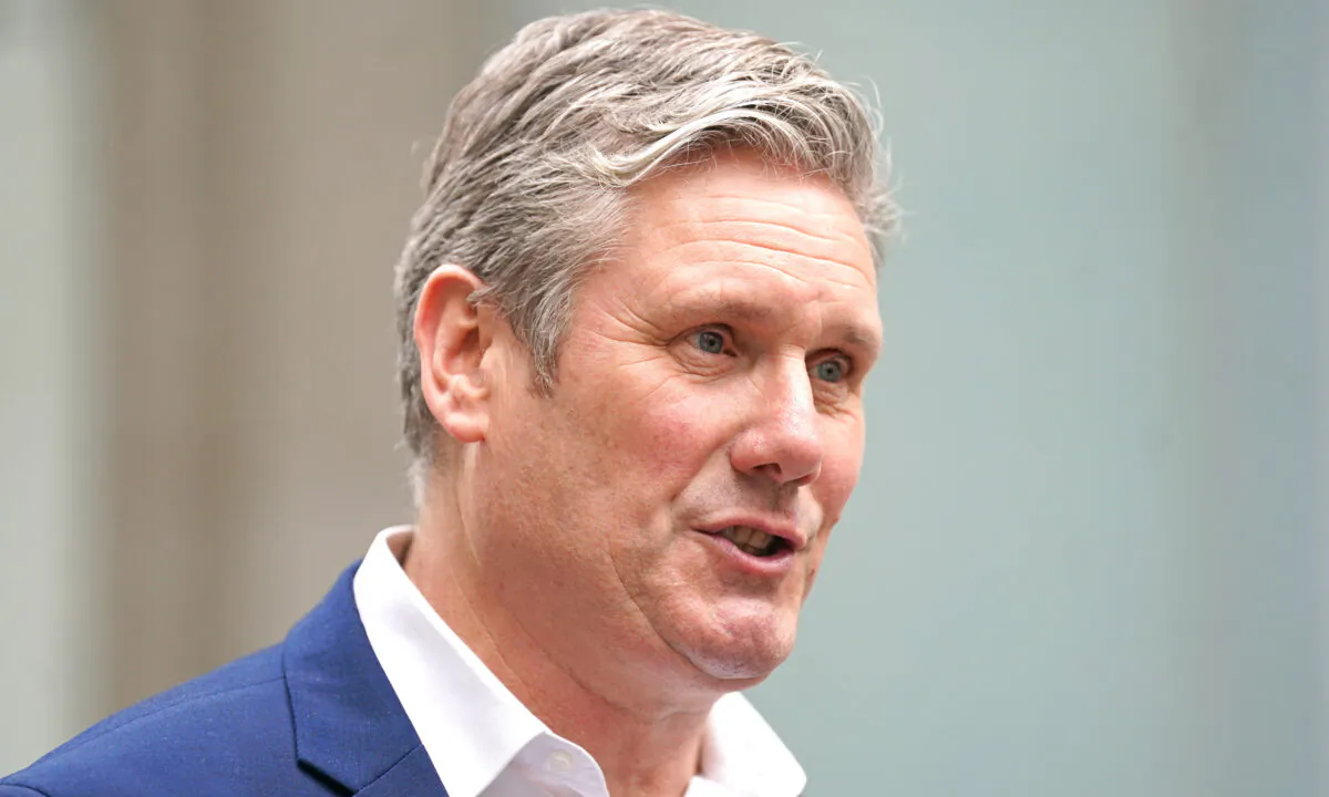 Following the announcement that he is to be investigated by police amid allegations he broke lockdown rules last year after receipt of "significant new information," Labour leader Sir Keir Starmer makes a statement outside Labour Party headquarters in London on May 6, 2022. (Kirsty O'Connor/PA)