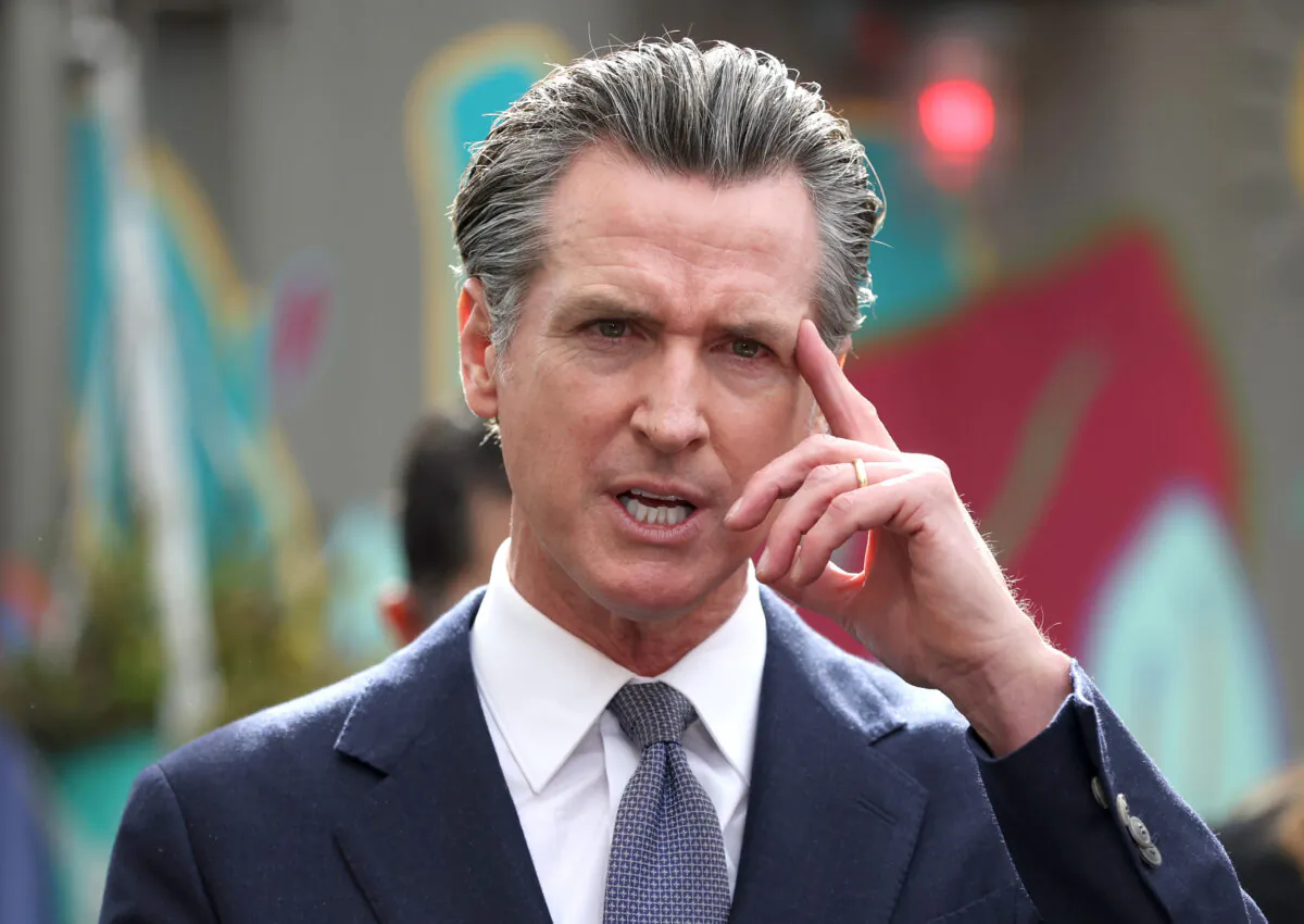 California Gov. Gavin Newsom speaks during an event in San Francisco on Feb. 9, 2022. (Justin Sullivan/Getty Images)