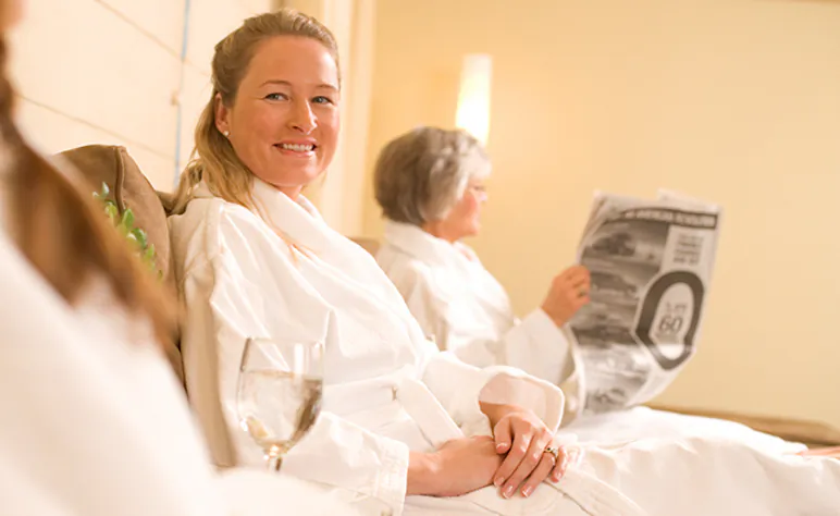 Lounging at the spa at Topnotch while awaiting a massage. (Courtesy of Topnotch Resort)