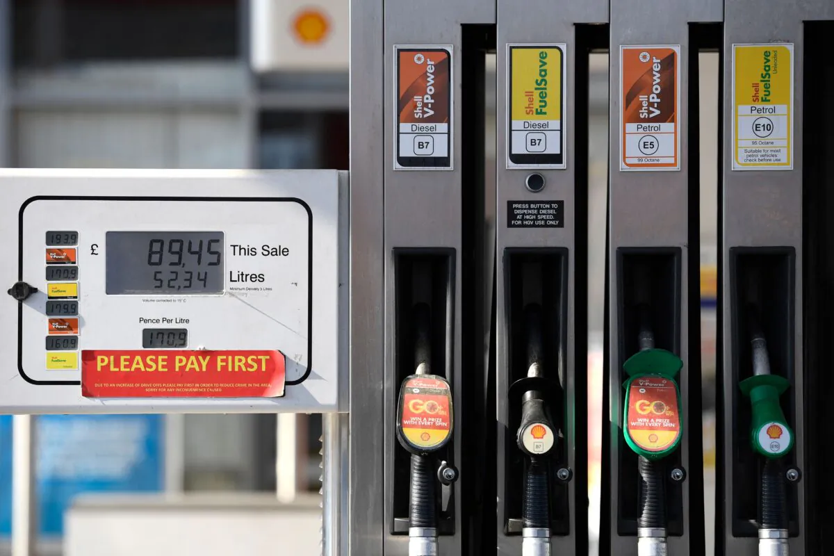 A shell station in Manchester on March 8, 2022. (Oli Scarff/AFP via Getty Images)