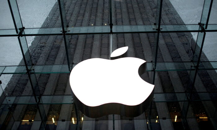 The Apple Inc. logo is seen in the lobby of New York's flagship Apple store on Jan. 18, 2011. (Mike Segar/Reuters)