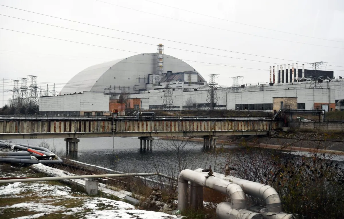 The structure of the New Safe Confinement (NSC) covering the 4th block of the Chernobyl Nuclear Power Plant, which was destroyed during the Chernobyl disaster in 1986, is pictured on Nov. 22, 2018. (Sergei Supinsky/AFP via Getty Images)