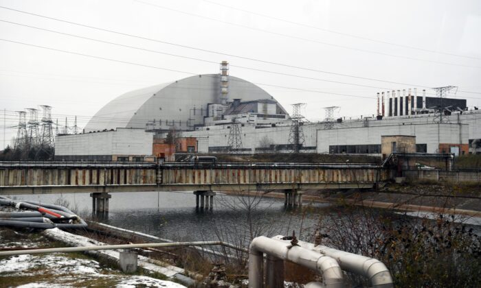 The structure of the New Safe Confinement (NSC) covering the 4th block of the Chernobyl Nuclear Power Plant, which was destroyed during the Chernobyl disaster in 1986, is pictured on Nov. 22, 2018. (Sergei Supinsky/AFP via Getty Images)