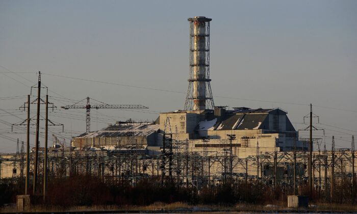 The Sarcophagus of the Chernobyl Nuclear Reactor number 4 in Chernobyl, Ukraine, on Jan. 25, 2006. (Daniel Berehulak/Getty Images)