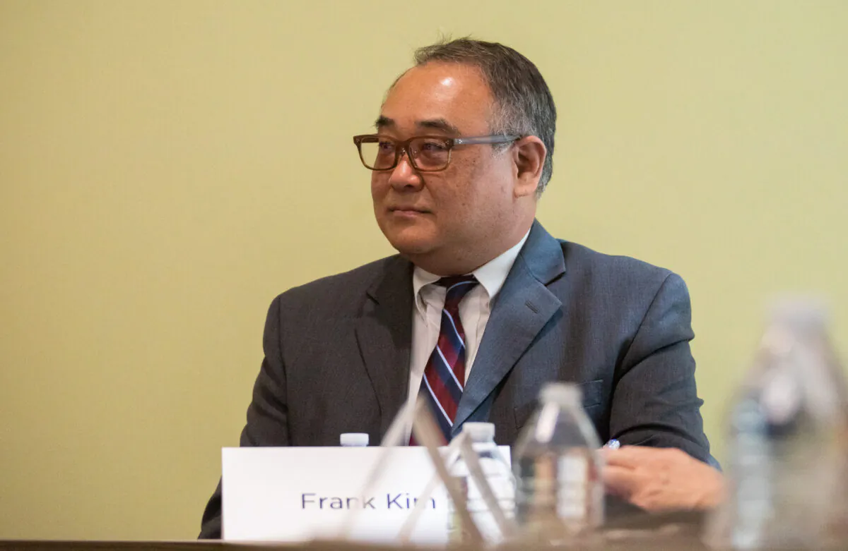 Orange County Executive Officer Frank Kim attends a town hall discussion at the Be Well clinic in Orange, Calif., on March 9, 2022. (John Fredricks/The Epoch Times)
