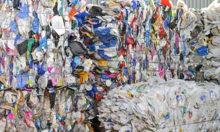 This photo taken on April 17, 2019 shows recycled plastic bottles at the Northern Adelaide Waste Management Authority's recycling site in Edinburgh, near Adelaide. (BRENTON EDWARDS/AFP via Getty Images)