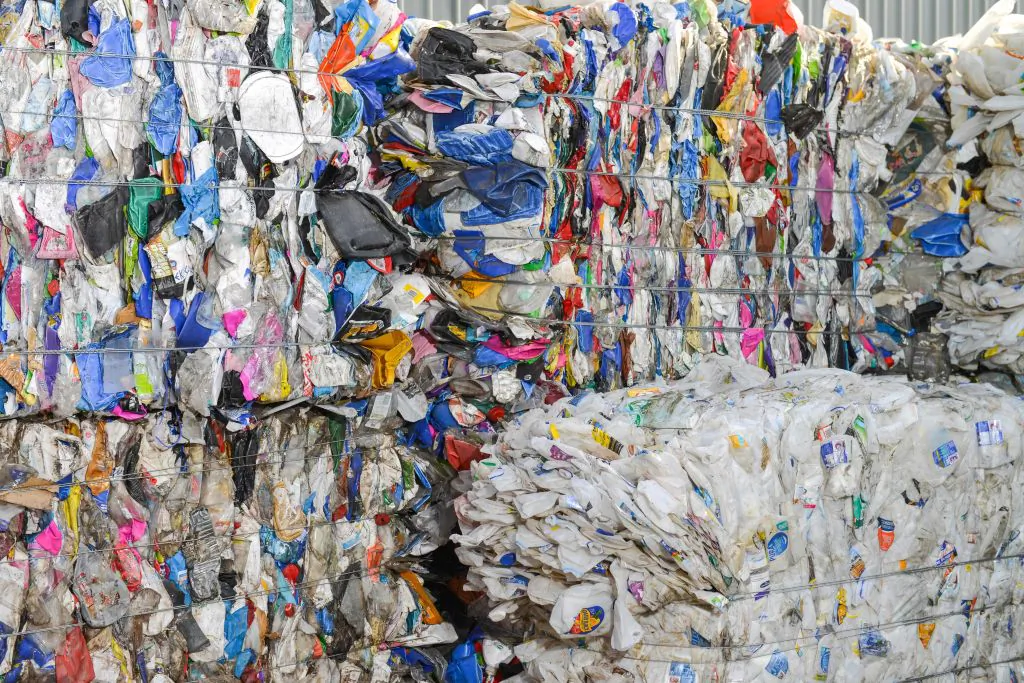 This photo taken on April 17, 2019 shows recycled plastic bottles at the Northern Adelaide Waste Management Authority's recycling site in Edinburgh, near Adelaide. (BRENTON EDWARDS/AFP via Getty Images)