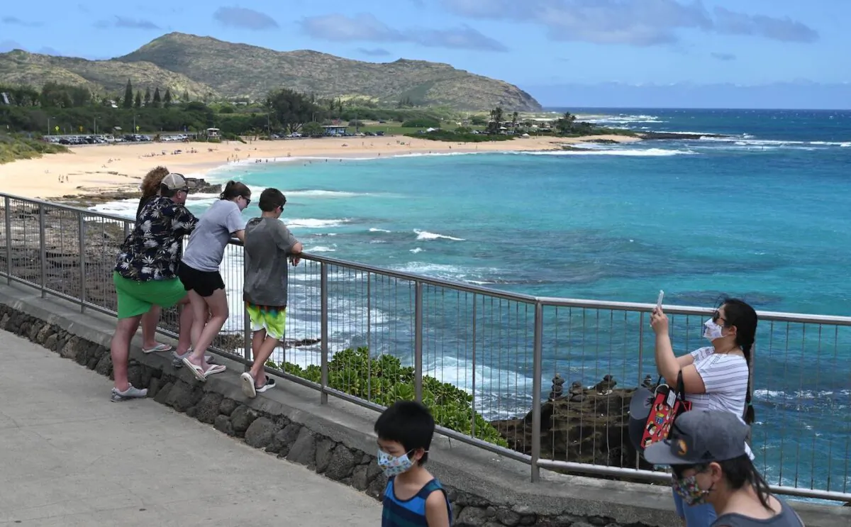 People view Sandy Beach, on the south shore of Oahu, Hawaii, on Feb. 22, 2022. (Daniel Slim/AFP via Getty Images)