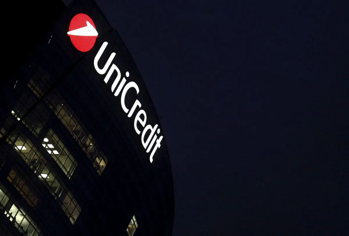 The headquarters of UniCredit bank is seen in downtown Milan, on Feb. 8, 2016. (Stefano Rellandini/Reuters)