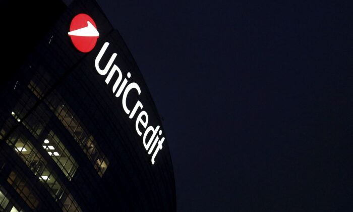The headquarters of UniCredit bank is seen in downtown Milan, on Feb. 8, 2016. (Stefano Rellandini/Reuters)