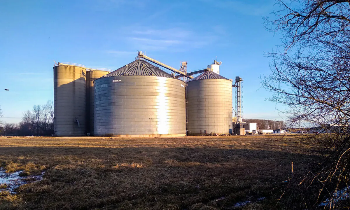 Farming also is a big part of Wood County's make up in northwest Ohio. Here, a farming operation is pictured in Bowling Green, Ohio in Wood County, a bellwether county in America's Heartland experiencing problems such as inflation and high gas prices, affecting every day life. (Michael Sakal/The Epoch Times)