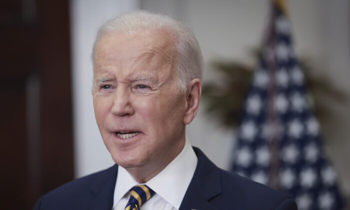 President Joe Biden speaks in Washington, on March 8, 2022. (Win McNamee/Getty Images)