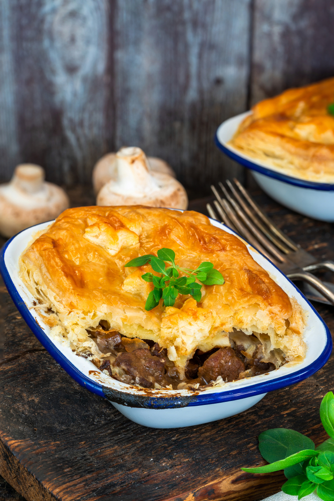 Steak,And,Mushroom,Pie,On,Rustic,Wooden,Backgournd
