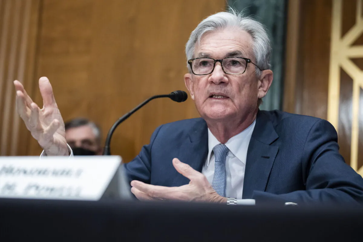 Federal Reserve Chairman Jerome Powell testifies during a Senate Banking Committee hearing at Capitol Hill in Washington on March 3, 2022. (Tom Williams/Pool via AP)