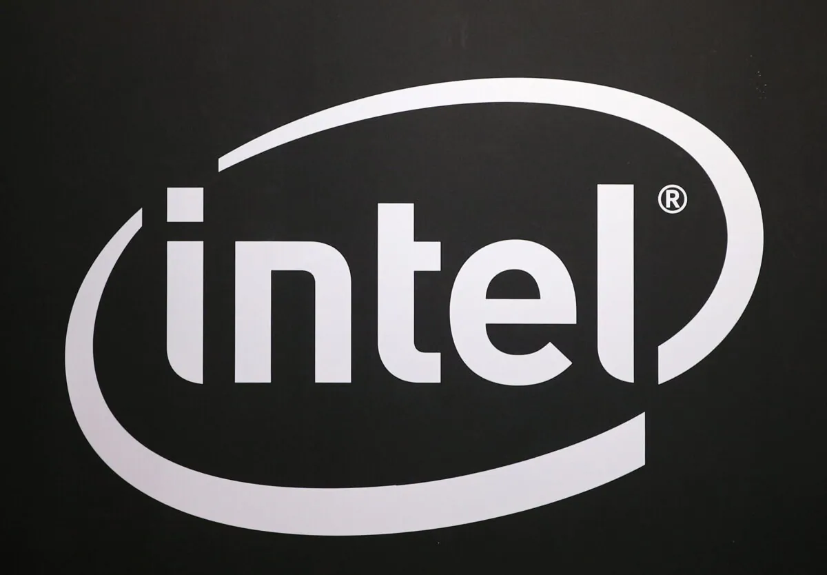 The logo of semiconductor chip maker Intel is pictured at the Paris games week in Paris, France, on Nov. 4, 2017. (Christophe Ena/AP Photo)