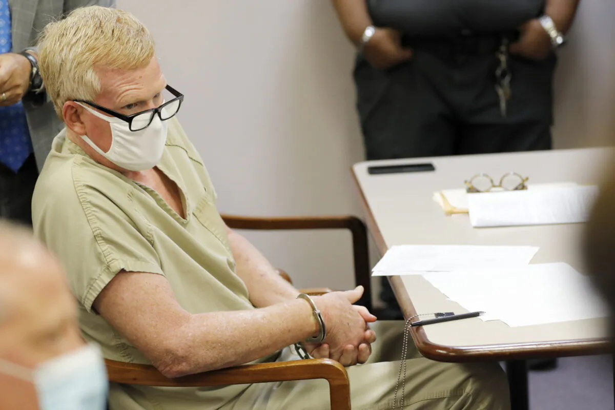 Alex Murdaugh sits during his bond hearing in Varnville, S.C., on Sept. 16, 2021. (Mic Smith/AP Photo)