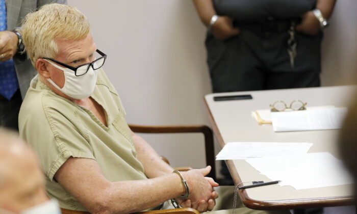 Alex Murdaugh sits during his bond hearing in Varnville, S.C., on Sept. 16, 2021. (Mic Smith/AP Photo)