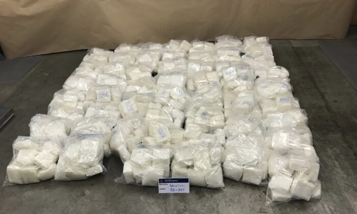 Some of the 613 kg. (1,351 lb.) of methamphetamine that the New Zealand Police seized in Auckland, New Zealand, on display in an undated photo. (New Zealand Police via AP)