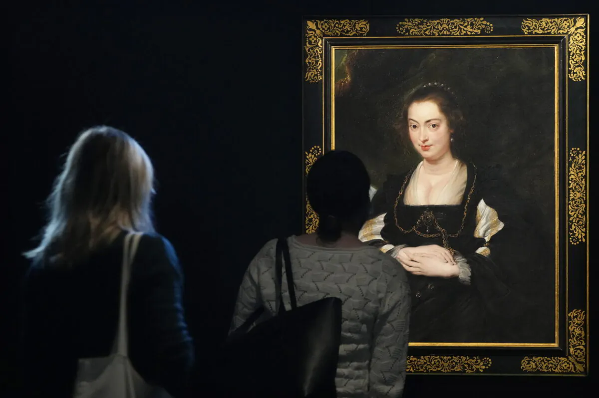 Peter Paul Rubens' 17th century masterpiece "Portrait of a Lady" which sold for $3.4 million at an Old Masters auction at Desa Unicum in Warsaw, Poland on Feb. 17, 2022. (Czarek Sokolowski//AP Photo)