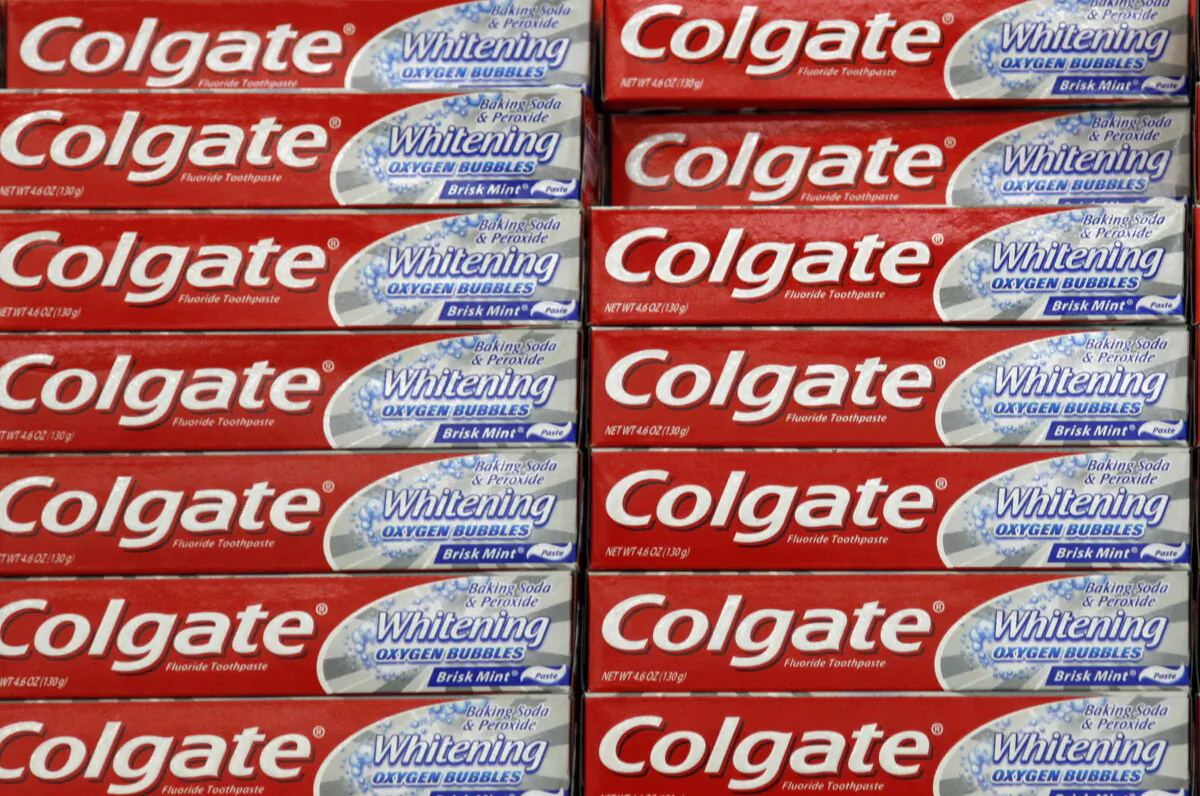 A display of Colgate toothpaste is seen on a store shelf in Westminster, Colo., on April 26, 2009. (Rick Wilking/Reuters)