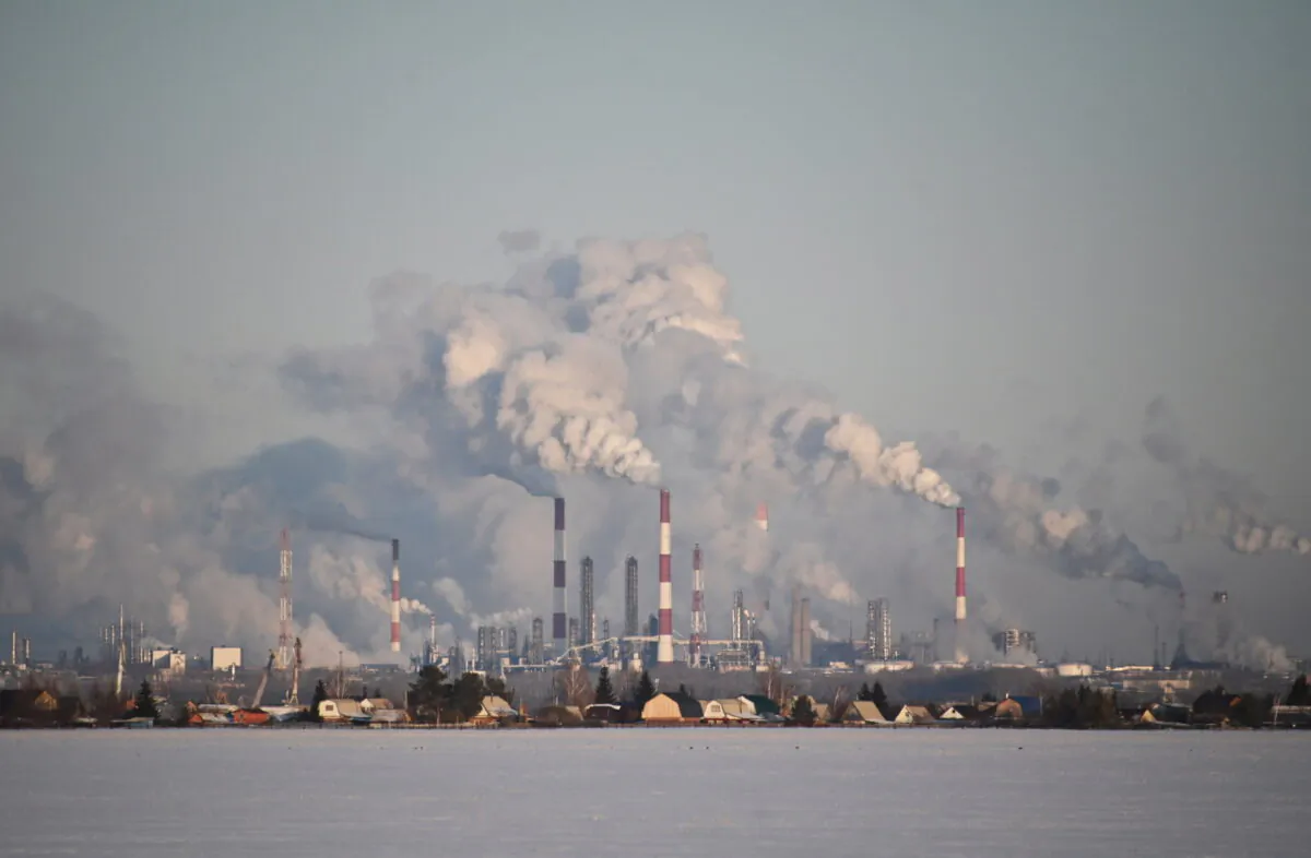 A view shows the Gazprom Neft's oil refinery in Omsk, Russia, on Feb. 10, 2020. (Alexey Malgavko/Reuters)