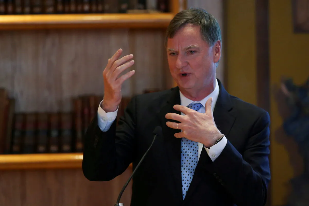 Chicago Federal Reserve Bank President Charles Evans speaks during the Global Interdependence Center Members Delegation Event in Mexico City on Feb. 27, 2020. (Edgard Garrido/Reuters)