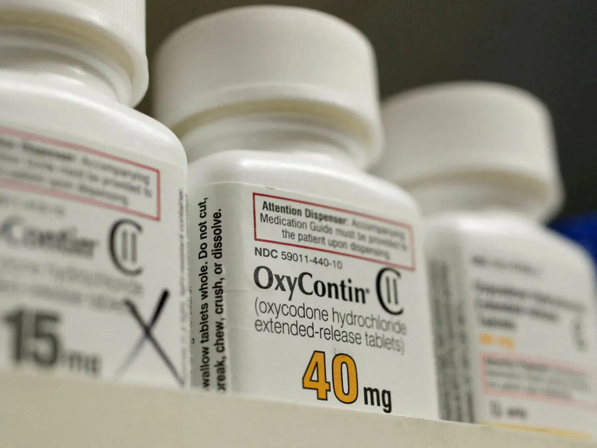 Bottles of prescription painkiller OxyContin, 40mg pills, made by Purdue Pharma L.D. sit on a shelf at a local pharmacy, in Provo, Utah, on April 25, 2017. (George Frey/Reuters)