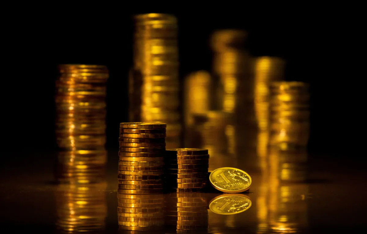 Russian rouble coins are seen in a photo illustration on March 25, 2021. (Maxim Shemetov/Reuters)