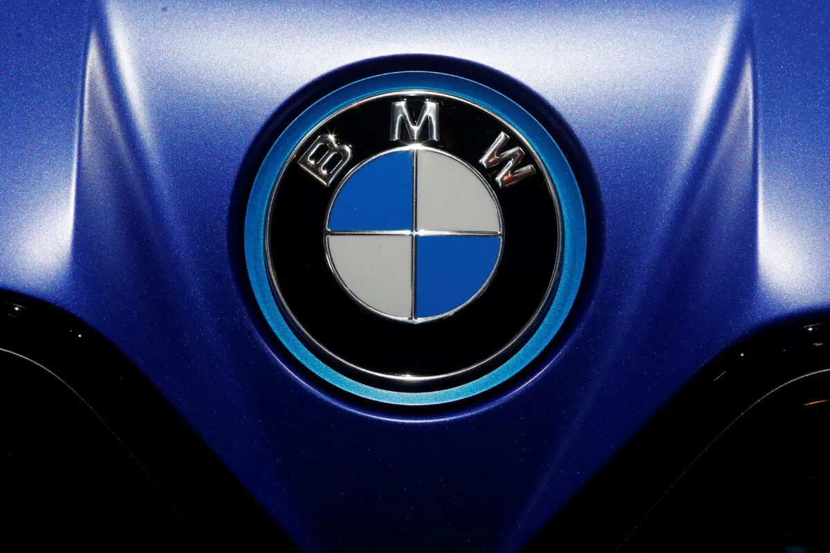 The BMW logo is seen during the Munich Auto Show, IAA Mobility 2021, in Germany, on Sept. 8, 2021. (Wolfgang Rattay/Reuters)