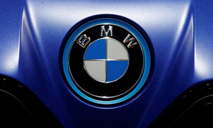 The BMW logo is seen during the Munich Auto Show, IAA Mobility 2021, in Germany, on Sept. 8, 2021. (Wolfgang Rattay/Reuters)