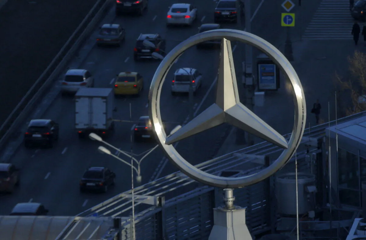 The logo of Daimler's Mercedes-Benz luxury-car division is pictured on the roof of a building in Moscow, Russia, on April 5, 2016. (Maxim Shemetov/Reuters)