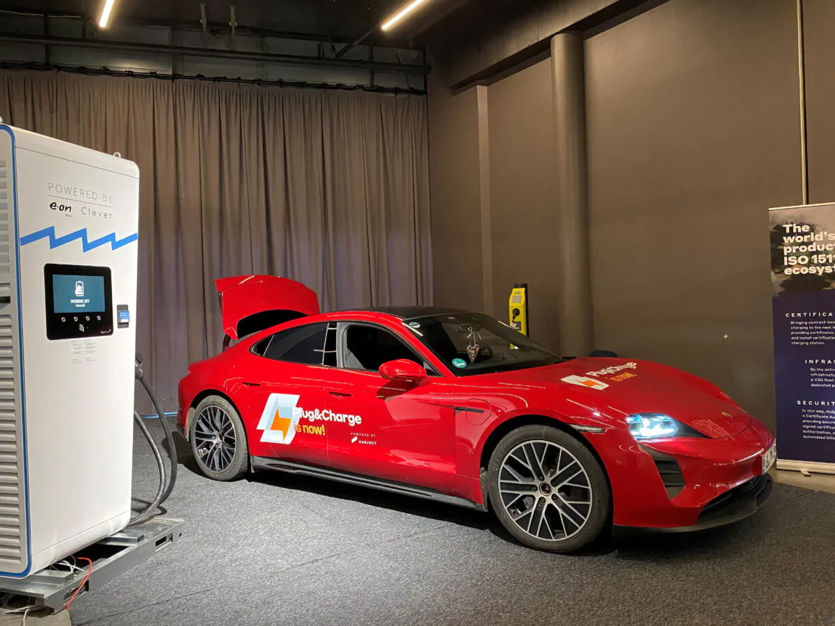 Porsche Taycan is displayed at a car show in Oslo, Norway, on Nov. 10, 2021. (REUTERS/Victoria Klesty/File Photo)