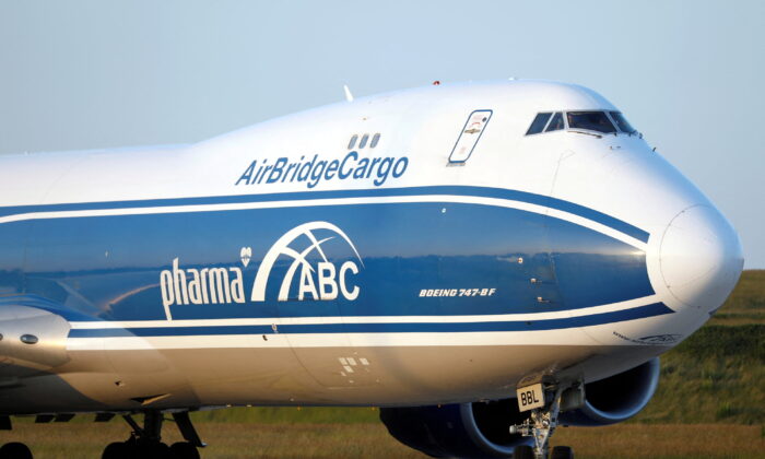 An AirBridgeCargo Airlines Boeing 747-87U arrives at Paris Charles de Gaulle airport in Roissy-en-France, France, on May 25, 2020. (Charles Platiau/Reuters)