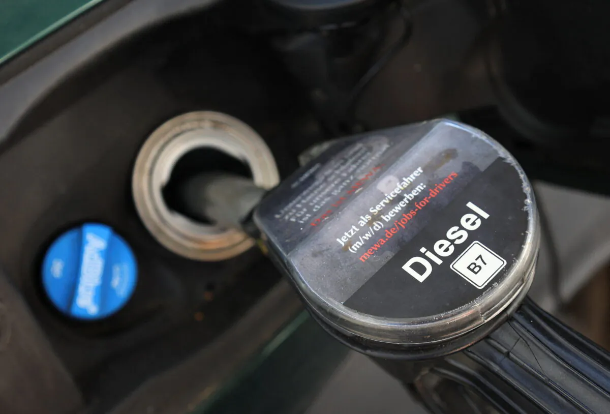 A diesel fuel nozzle is pictured during refuelling of a car, at a filling station, after Russia's invasion of Ukraine, in Bad Honnef near Bonn, Germany on March 13, 2022. (Wolfgang Rattay/Reuters)