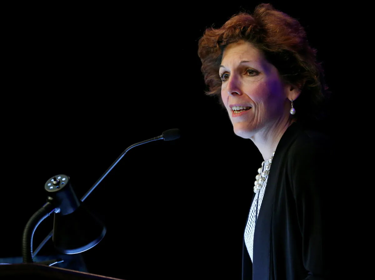 Cleveland Federal Reserve President and CEO Loretta Mester gives her keynote address at the 2014 Financial Stability Conference in Washington on Dec. 5, 2014. (Gary Cameron/Reuters)