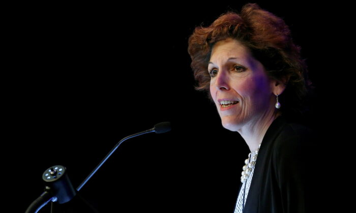 Cleveland Federal Reserve President and CEO Loretta Mester gives her keynote address at the 2014 Financial Stability Conference in Washington on Dec. 5, 2014. (Gary Cameron/Reuters)