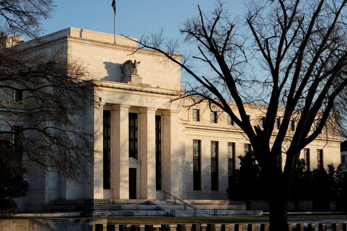 The Federal Reserve building is seen before the Federal Reserve board is expected to signal plans to raise interest rates in March, in Wash., on Jan. 26, 2022. (Joshua Roberts/Roberts)