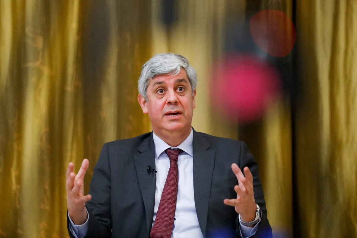 European Central Bank (ECB) governing council member Mario Centeno speaks during an interview with Reuters, in Lisbon, Portugal on March 15, 2021. (Pedro Nunes/Reuters File Photo)