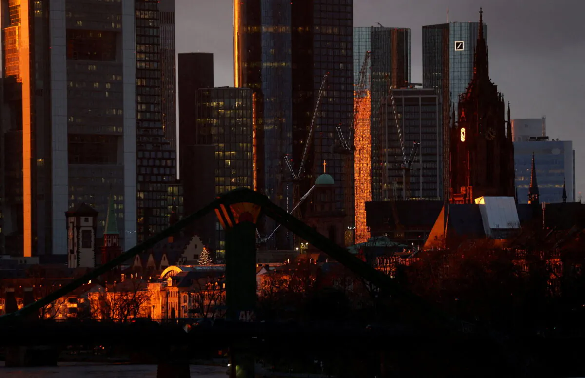 The Frankfurt skyline is pictured, as the spread of the coronavirus disease (COVID-19) continues in Frankfurt, Germany, on Jan. 5, 2022. (Kai Pfaffenbach/Reuters)