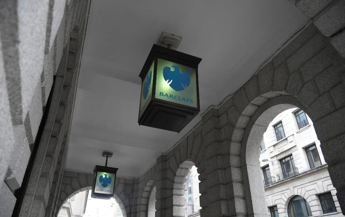 A branch of Barclays Bank in London on Feb. 23, 2022. (Peter Nicholls/Reuters)