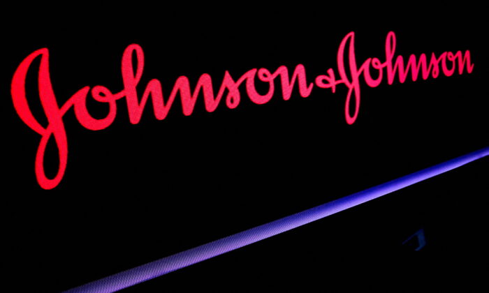 The Johnson & Johnson logo is displayed on a screen on the floor of the New York Stock Exchange on May 29, 2019. (Brendan McDermid/Reuters)