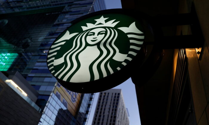 A Starbucks sign is shown on one of the company's stores in Los Angeles on October 19, 2018. (Mike Blake/Reuters)