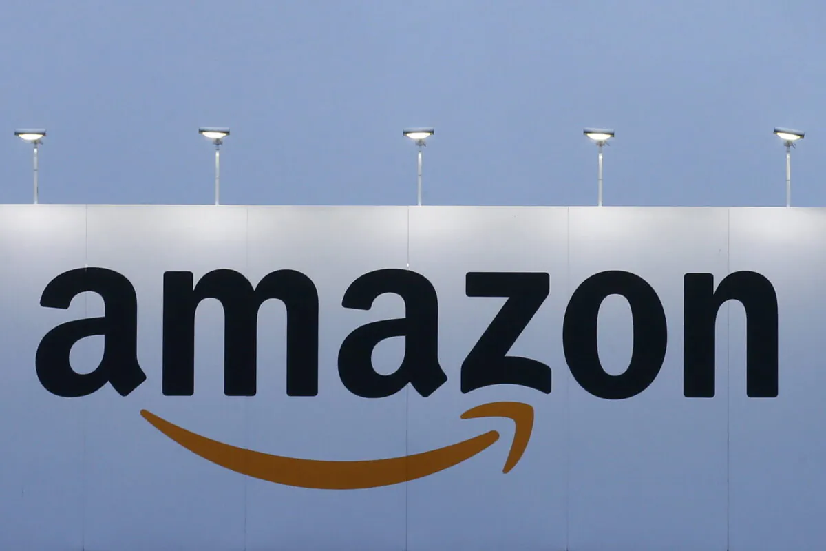 The logo of Amazon is seen at the company logistics center in Lauwin-Planque, northern France, on Feb. 20, 2017. (Pascal Rossignol/Reuters)