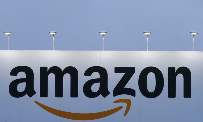 The logo of Amazon is seen at the company logistics center in Lauwin-Planque, northern France, Feb. 20, 2017. (Pascal Rossignol/Reuters)